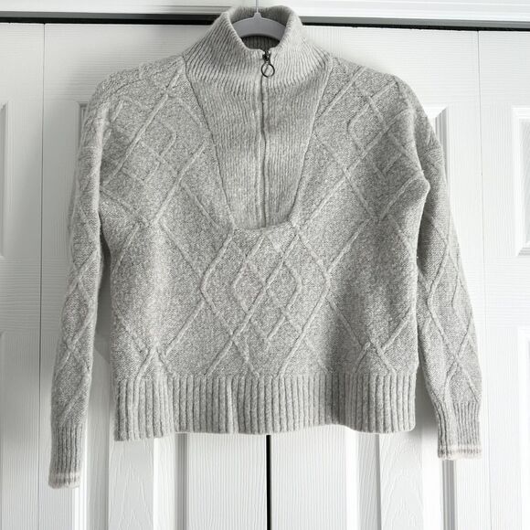 Vineyard Vines Cashmere Wool Sweater Size XXS Gray 1/4 Zip Mock Neck - Picture 1 of 11